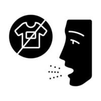 kleding allergie glyph icoon. textielcontactdermatitis. allergische ziekte. medisch probleem. synthetische kleding verbieden. reactie op stoffen. silhouet symbool. negatieve ruimte. vector geïsoleerde illustratie