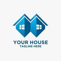 twin huis logo ontwerp vector