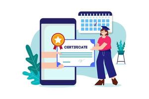 online certificaat illustratie concept op witte achtergrond vector