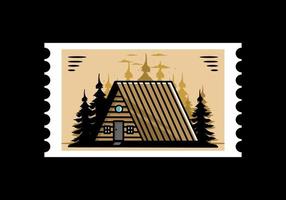 vintage houten hut illustratie ontwerp vector