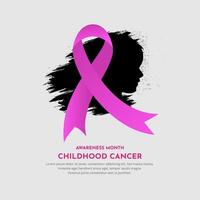 jeugd kanker bewustzijn maand borstel silhouet jongen en roze lint vector. internationale kinderkankerdag vector