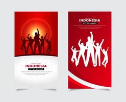 viering indonesië onafhankelijkheidsdag ontwerpverhalen. collectie onafhankelijkheidsdag ontwerpverhalen indonesië vector