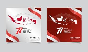 verzameling van 77 indonesië onafhankelijkheidsdag ontwerp logo icoon met indonesië kaarten vector