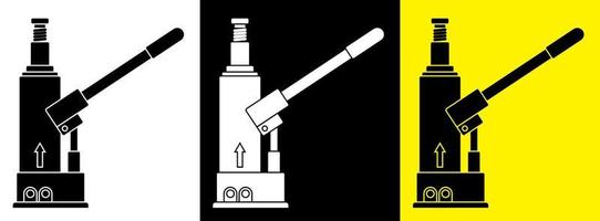 hydraulische auto jack pictogrammen. autogordel in reparatiewerkplaatsen. verhoogde lift. heftransport om wielen te wisselen. vector