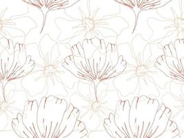 met de hand getekend delicaat bloemen naadloos patroon met bloesems vector