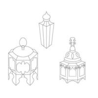 set van oosterse lantaarns in doodle stijl. decoratie. vectorillustratie. vector