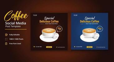 speciale heerlijke koffie social media post, koffie social media post template, coffeeshop social media template vector