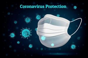 neon coronavirus bescherming poster met masker vector