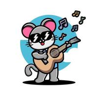 schattige muis die gitaar speelt vector