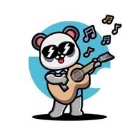 schattige panda die gitaar speelt vector