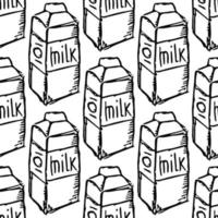 patroon met melk. vector doodle illustratie met melk pictogram. naadloos melkpatroon