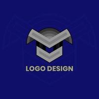 geometrische logo vector blauwe en gele kleur robot symbool