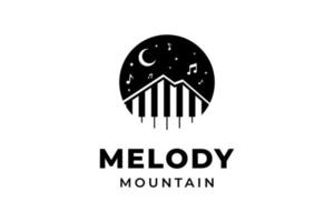 melodie berg logo. creatieve muziek en bergdesign vector