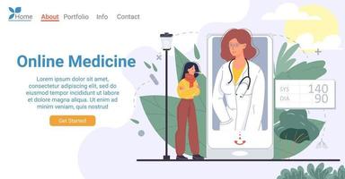 betaalbare online geneeskunde op de bestemmingspagina van de telefoon vector