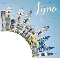 lima skyline met grijze gebouwen, blauwe lucht en kopieer ruimte. vector