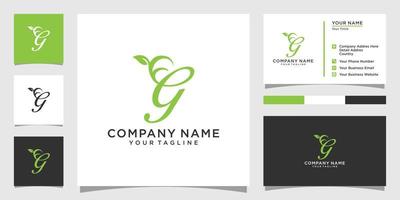 eerste letter g met blad luxe logo, groene blad sjabloon vector embleemontwerp.