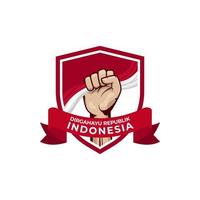 Indonesië onafhankelijkheidsdag illustratie ontwerp met gebalde vuist hand illustratie vector