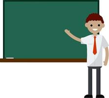 schoolleraar staat in de buurt van blackboard. vector