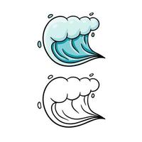 Golf. zeewater. storm en de aard van de oceaan. cartoon en schets illustratie geïsoleerd op wit. blauw logo spatten en stromen vector