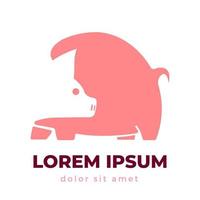 schattig roze varken logo icoon vector