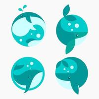 walvis grote vis logo icon set vector