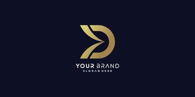 gouden d-letterlogo met modern creatief concept premium vectordeel 3. vector