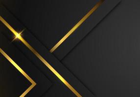 abstracte premium zwarte geometrische overlappende lagen met streep gouden lijn luxe stijl op donkere achtergrond met kopieerruimte vector