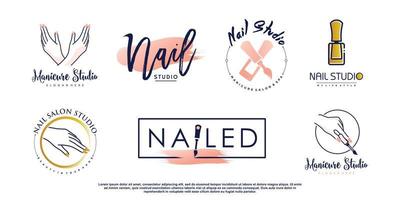 nagellogo-collectie met creatief element concept premium vector