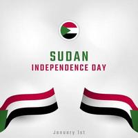 gelukkige dag van de onafhankelijkheid van soedan 1 januari viering vectorillustratie ontwerp. sjabloon voor poster, banner, reclame, wenskaart of printontwerpelement vector