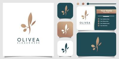 olijf logo-ontwerp met moderne creatieve element premium vector