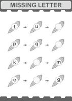ontbrekende brief met pen. werkblad voor kinderen vector
