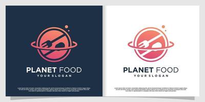 planeetvoedsellogo met eenvoudige en minimalistische concept premium vector