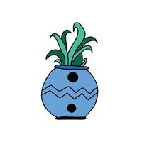 gekleurde doodle tekening van een plant in een pot vector