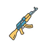 akm wapen kleur icoon. virtueel videogame vuurwapen, pistool. schietspel geweer. cybersport, esport sniper militaire inventaris, uitrusting. geïsoleerde vectorillustratie vector