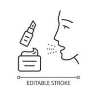 cosmetische allergieën lineaire pictogram. allergische reactie op schoonheidsproducten. allergenen in huidcrème en lippenstift. dunne lijn illustratie. contour symbool. vector geïsoleerde overzichtstekening. bewerkbare streek