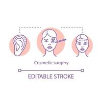 cosmetische chirurgie concept icoon. plastische chirurgie idee dunne lijn illustratie. gezichtsreconstructie. uiterlijk verbeteren. chirurgische procedures. vector geïsoleerde overzichtstekening. bewerkbare streek