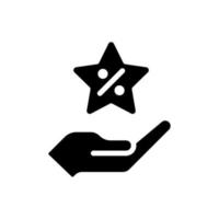 bonus korting zwart glyph-pictogram. prijsverlagingen. procent korting. speciale vakanties. tijdelijke prijsverlaging. silhouet symbool op witte ruimte. solide pictogram. vector geïsoleerde illustratie