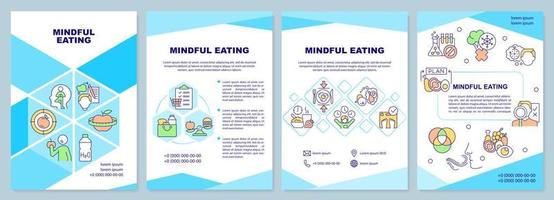 bewust eten brochure sjabloon. attente voeding. folderontwerp met lineaire pictogrammen. 4 vectorlay-outs voor presentatie, jaarverslagen. vector