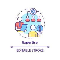 expertise concept icoon. analyseren van bedrijfsprocessen. pr ethische code abstracte idee dunne lijn illustratie. geïsoleerde overzichtstekening. bewerkbare streek. vector