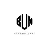 bun letter logo-ontwerp met veelhoekvorm. bun veelhoek en kubusvorm logo-ontwerp. bun zeshoek vector logo sjabloon witte en zwarte kleuren. bun monogram, business en onroerend goed logo.