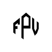 fpv letter logo-ontwerp met veelhoekvorm. fpv veelhoek en kubusvorm logo-ontwerp. fpv zeshoek vector logo sjabloon witte en zwarte kleuren. fpv-monogram, bedrijfs- en onroerendgoedlogo.