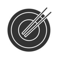 eetstokjes glyph icoon. sushi-sticks. silhouet symbool. negatieve ruimte. vector geïsoleerde illustratie