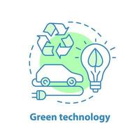 groene technologie concept icoon. eco vervoer en alternatieve energie idee dunne lijn illustratie. groen voertuig. milieuvriendelijk vervoer. milieubescherming. vector geïsoleerde overzichtstekening