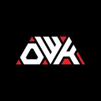 owk driehoek brief logo ontwerp met driehoekige vorm. owk driehoek logo ontwerp monogram. owk driehoek vector logo sjabloon met rode kleur. owk driehoekig logo eenvoudig, elegant en luxueus logo. owk