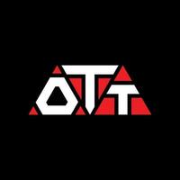ott driehoek brief logo ontwerp met driehoekige vorm. ott driehoek logo ontwerp monogram. ott driehoek vector logo sjabloon met rode kleur. ott driehoekig logo eenvoudig, elegant en luxueus logo. ott
