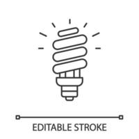 energiebesparende gloeilamp lineaire pictogram. compacte fluorescentielamp. dunne lijn illustratie. energie efficiëntie licht. contour symbool. vector geïsoleerde overzichtstekening. bewerkbare streek