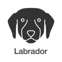 labrador retriever glyph-pictogram. laboratorium. geleide hondenras. silhouet symbool. negatieve ruimte. vector geïsoleerde illustratie