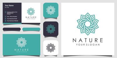minimalistisch elegant bloemenroos-logo-ontwerp voor schoonheid, cosmetica, yoga en spa. logo ontwerp en visitekaartje vector