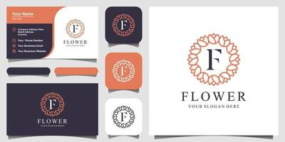 minimalistisch elegant bloemenroos-logo-ontwerp voor schoonheid, cosmetica, yoga en spa. logo en visitekaartje ontwerp vector