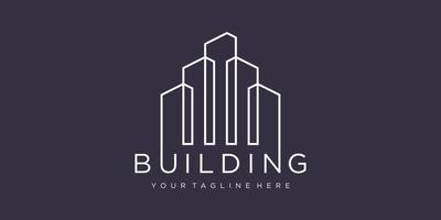 gebouw logo ontwerp met lijn concept. stadsbouwsamenvatting voor inspiratie voor logo-ontwerp. visitekaartje ontwerp vector